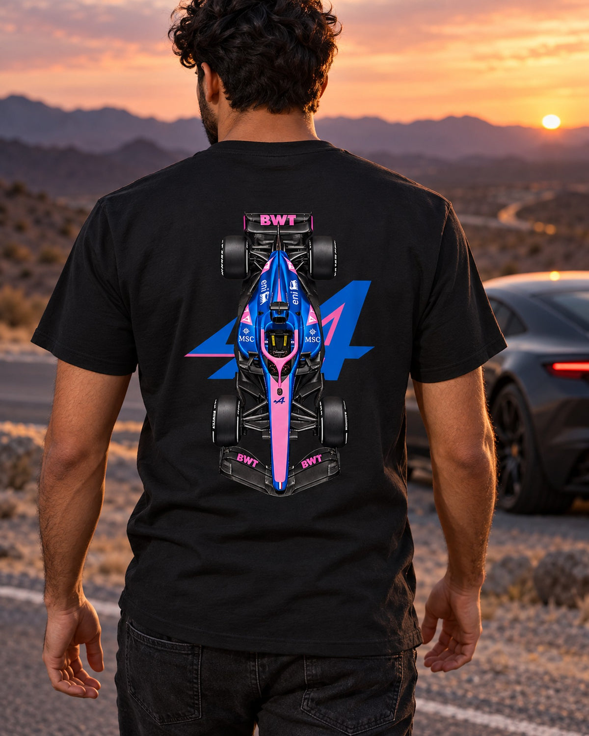 Alpine A526 2026 F1 Overhead Poster Shirt, Formula 1 Tee, Design 09 T-Shirt Black worn hero