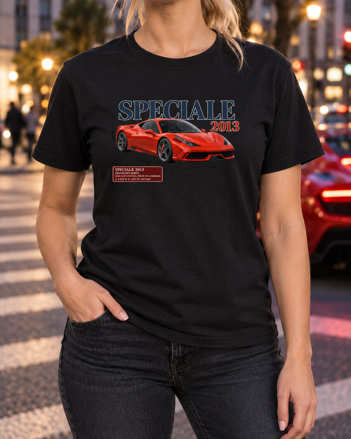 Ferrari 458 Speciale 2013 Archive Panel Shirt, Side Slip T-Shirt Black worn hero
