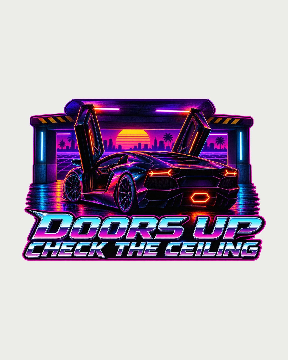 Aventador LP700-4 Synthwave Doors Up Tee, Midnight Grid design only