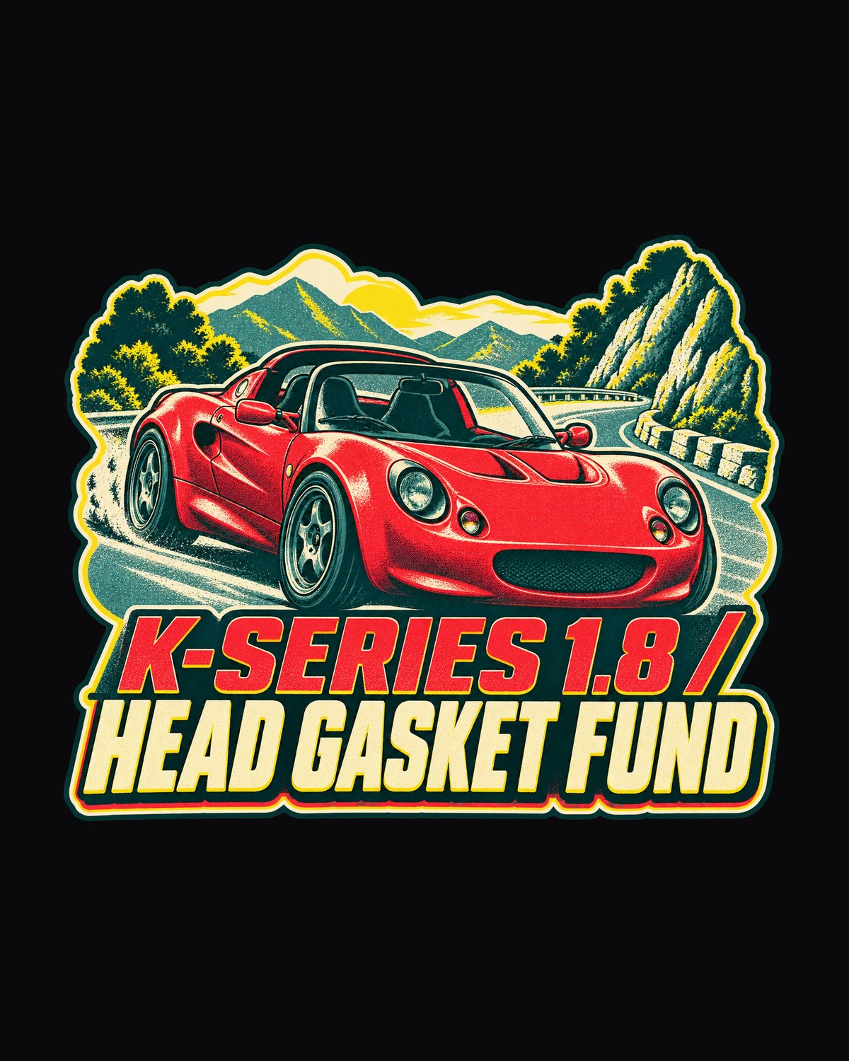 Lotus Elise S1 1996 Risograph Shirt, K-Series Head Gasket Joke design only