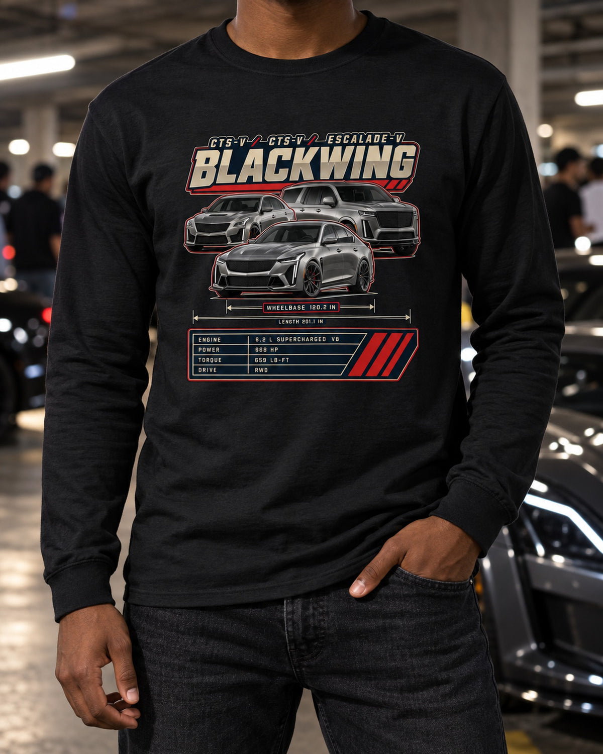 Charger SRT Hellcat Redeye Widebody Spec Poster Shirt, 2021-23 Long Sleeve Black worn hero