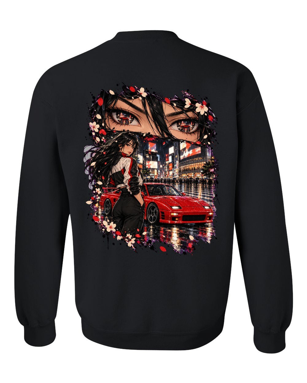 Mitsubishi 3000GT VR-4 Anime Girl Crewneck Black back