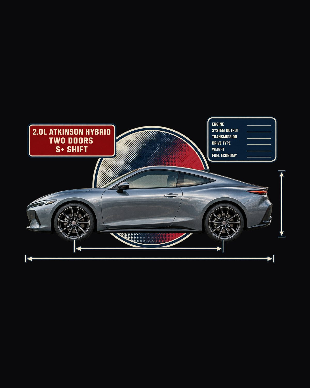 Honda Prelude 2026 Dimension Blueprint Shirt, Hybrid Coupe design only
