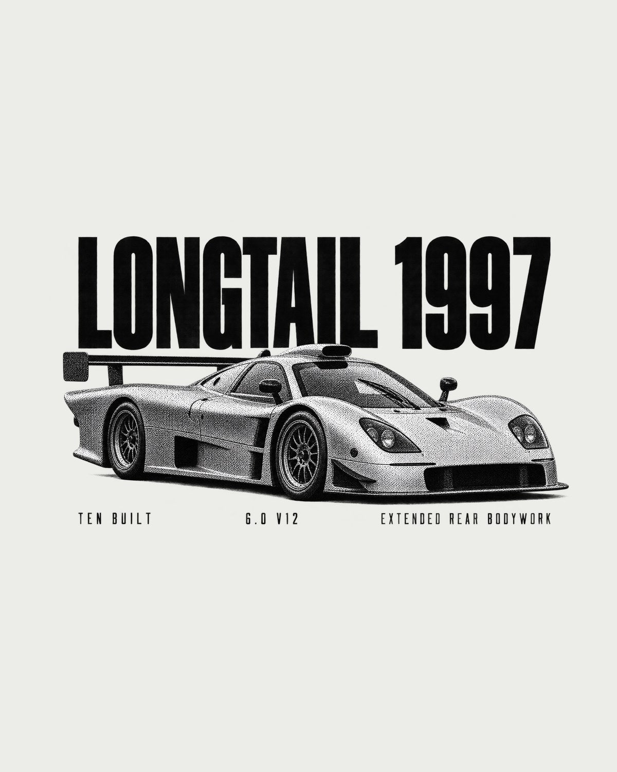 McLaren F1 GTR Longtail 1997 Halftone print Shirt design only