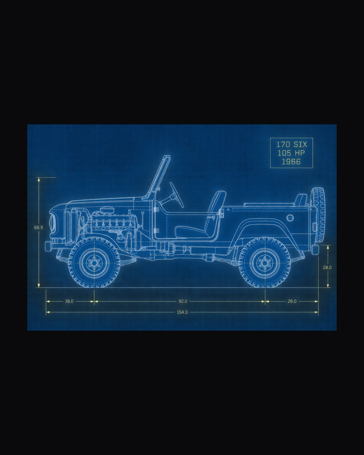 1966 Ford Bronco U13 Roadster Dawn Trailhead Blueprint Shirt design only