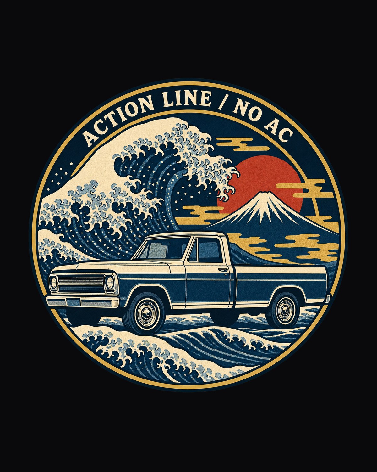 Chevrolet C10 Action Line 1967-72 Ukiyo-e Wave Shirt, No AC design only