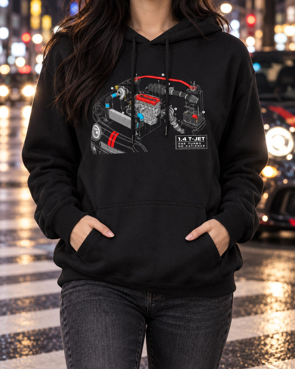 Abarth 695 Special Edition 1.4 T-Jet Blueprint Shirt, One Turbo Pull Over Hoodie Black worn hero