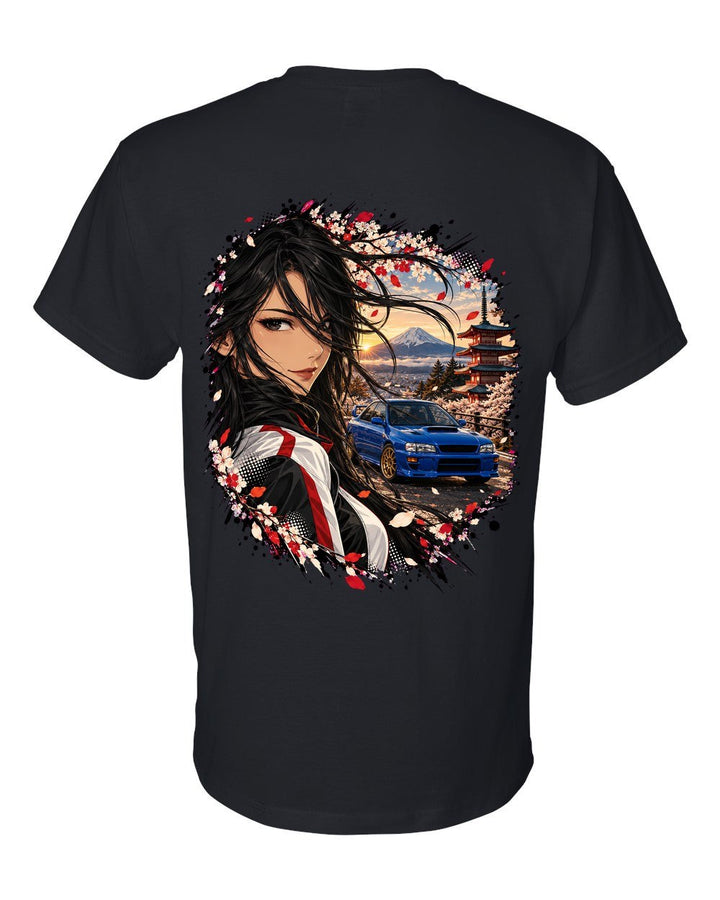 Subaru WRX STI GC8 Anime Girl T-Shirt Black back
