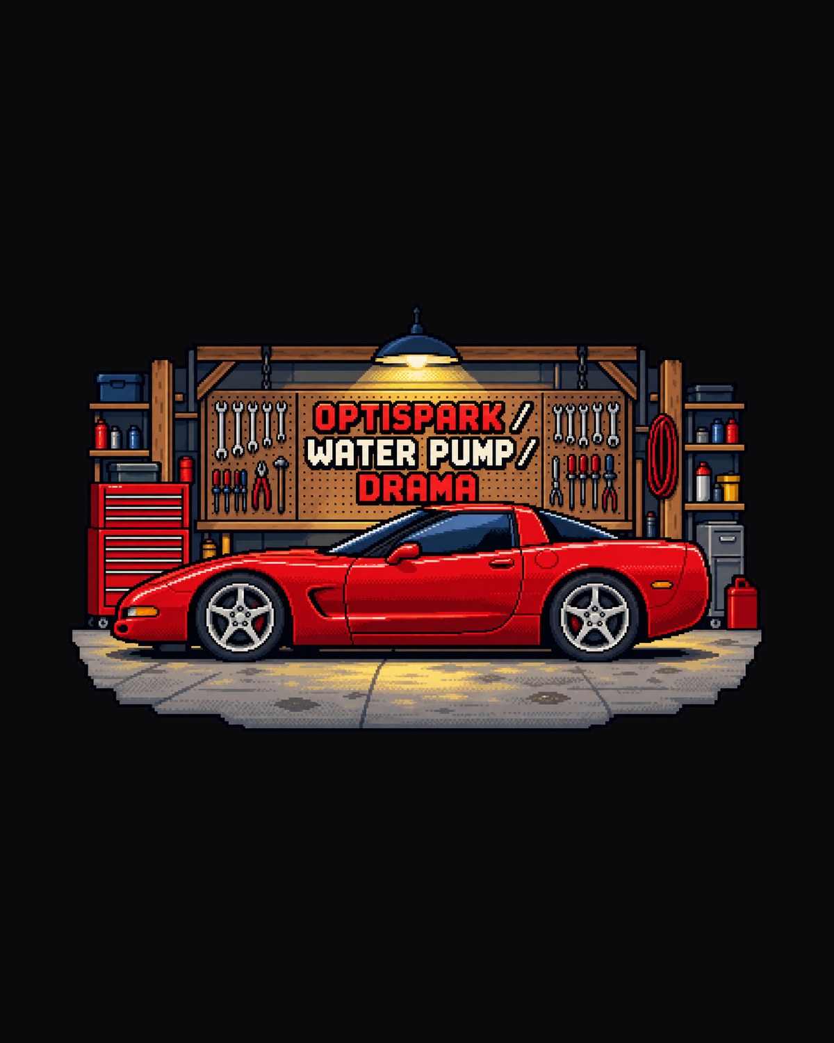 1997 Corvette C5 Pixel Art Shirt, Optispark and Water Pump design only