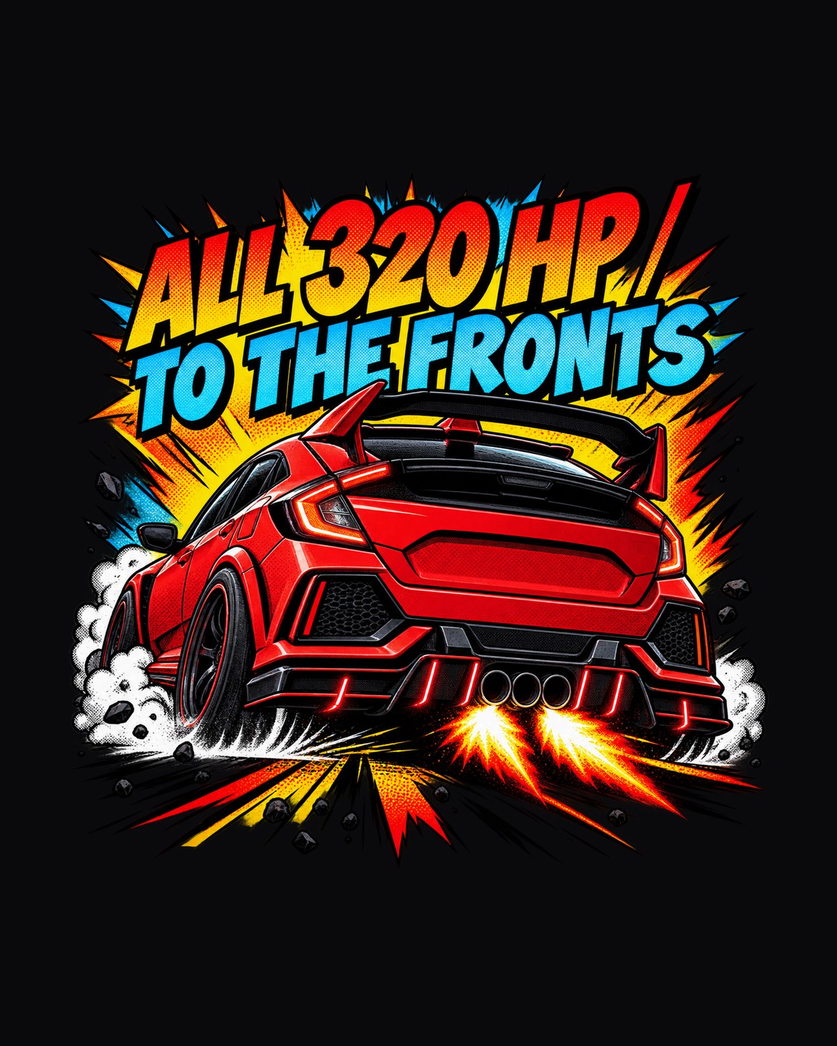 Honda Civic Type R FK8 Triple Exit Comic Shirt, Car Guy Tee design only
