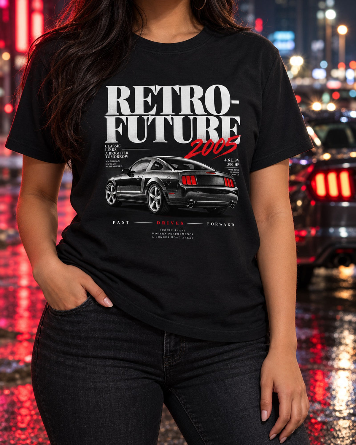 Retro-Future 2005: Ford Mustang S197 GT Editorial Shirt T-Shirt Black worn hero