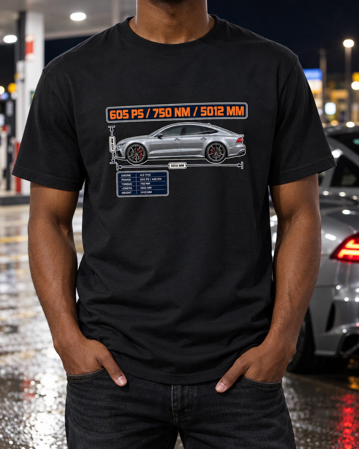 Audi RS7 Sportback Performance C7 Spec Poster Shirt T-Shirt Black worn hero