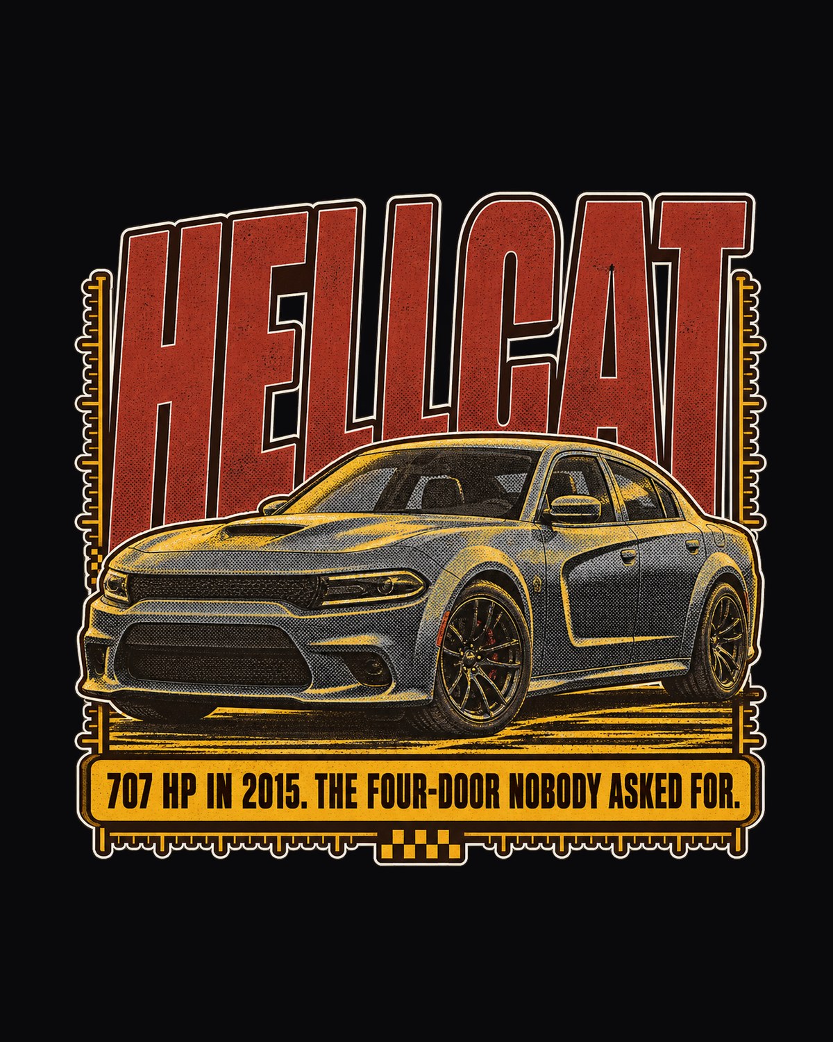 Dodge Charger SRT Hellcat 707 HP Halftone Statement Tee design only