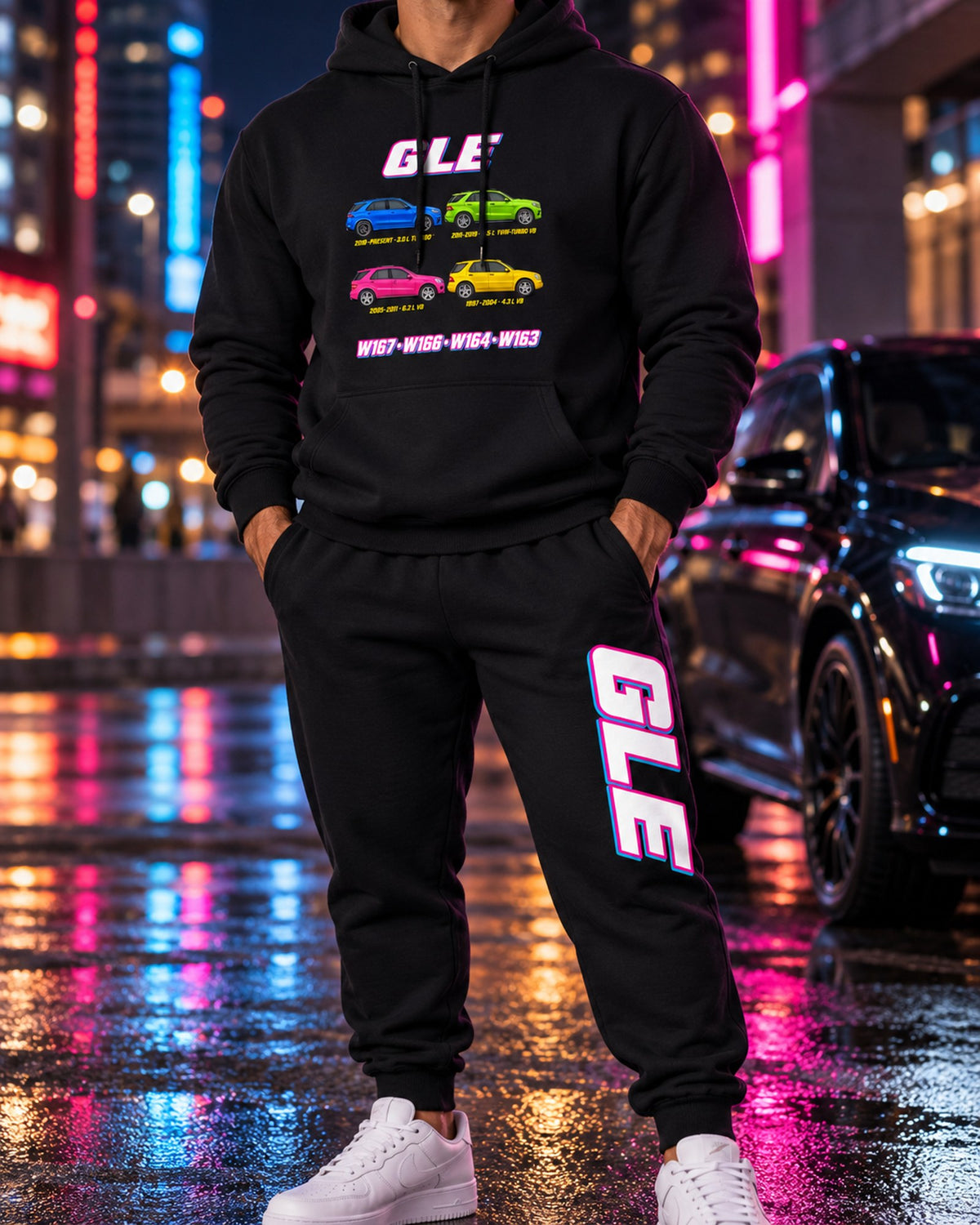 Mercedes GLE ML Evolution Hoodie + Jogger Set Black worn hero