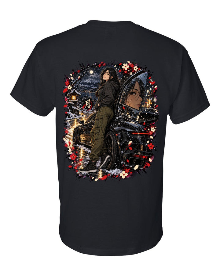 Porsche 911 Turbo S Anime Girl T-Shirt Black back