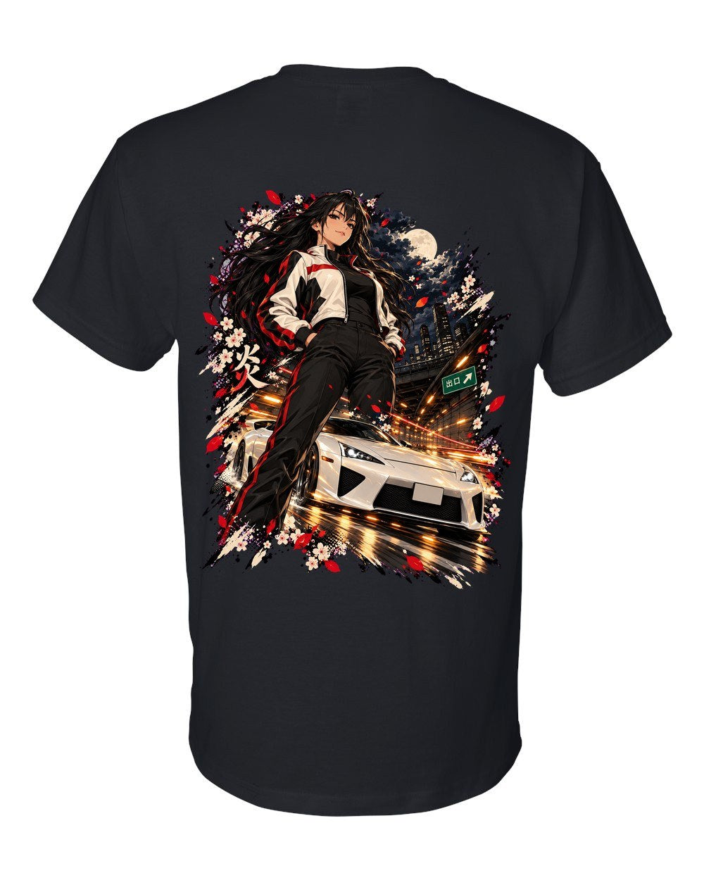 Lexus LFA Anime Girl T-Shirt Black back