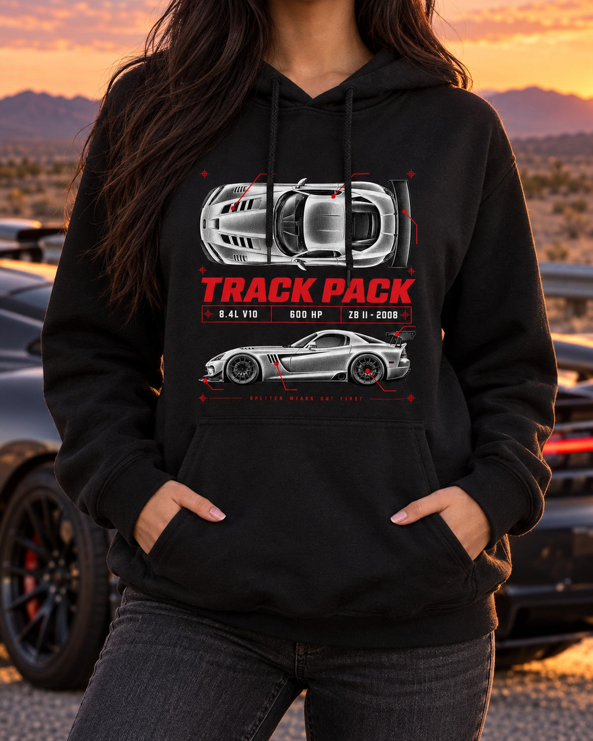 2008 Dodge Viper ACR ZB II Track Pack Spec Poster Shirt Pull Over Hoodie Black worn hero