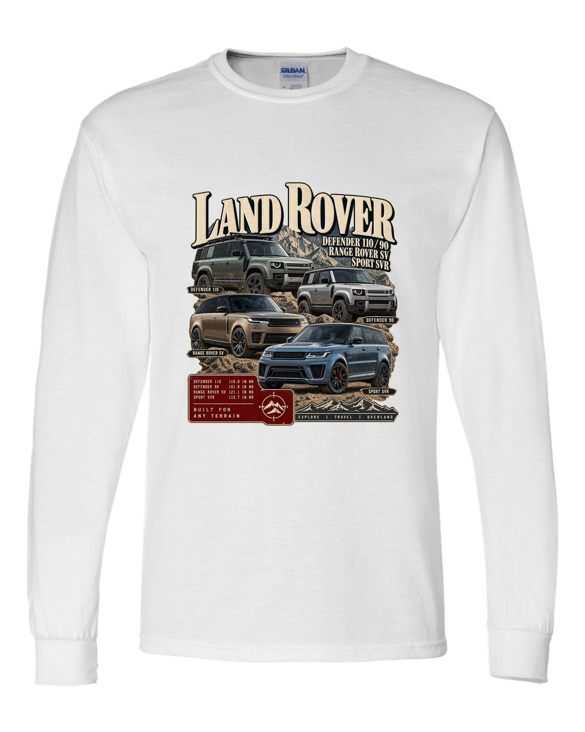 Archive panel print of the Jeep Grand Cherokee Trackhawk WK2 with 0-60 time white long sleeve front view with the design
