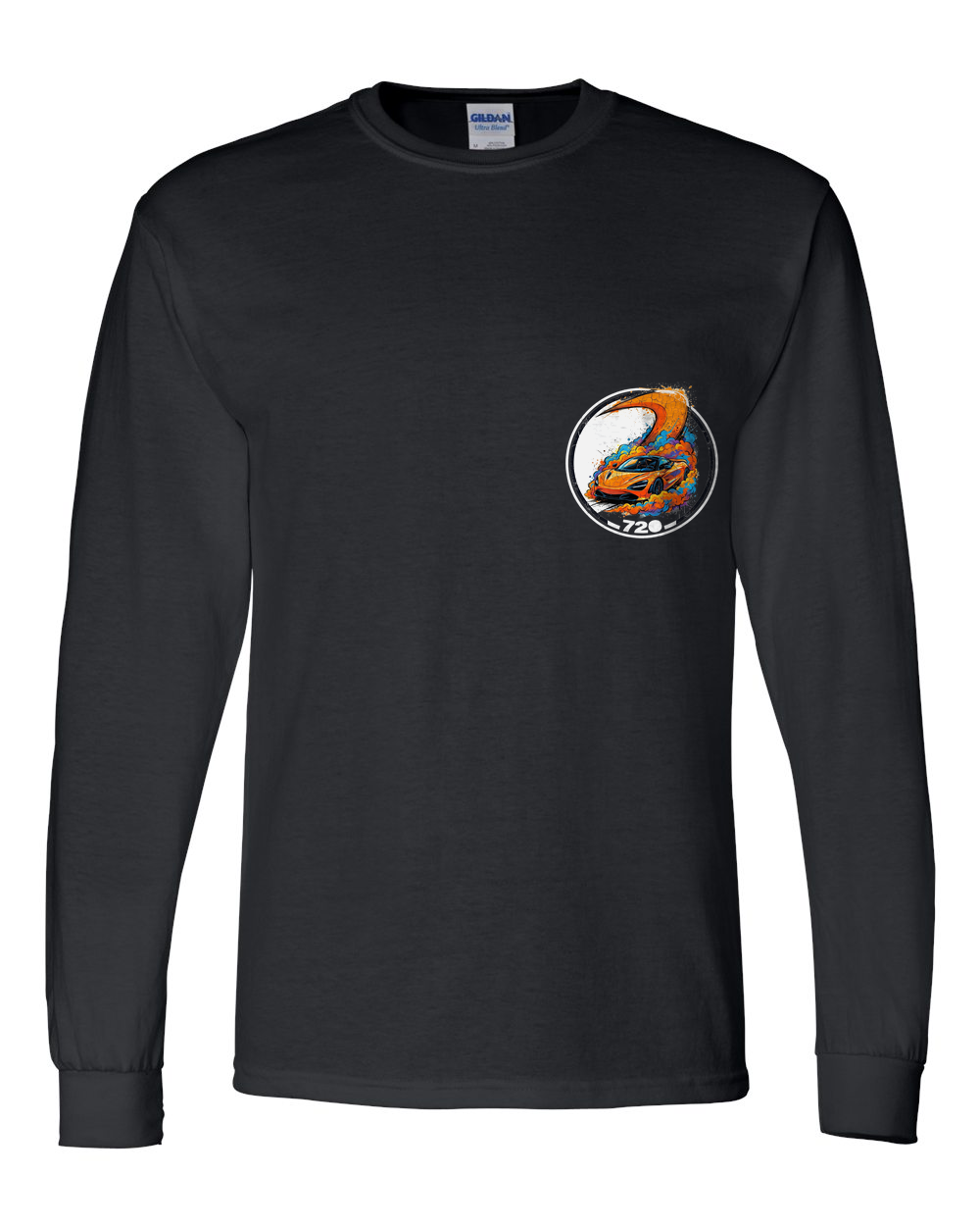 McLaren 720S Papaya Long Sleeve T-Shirt — Black front emblem