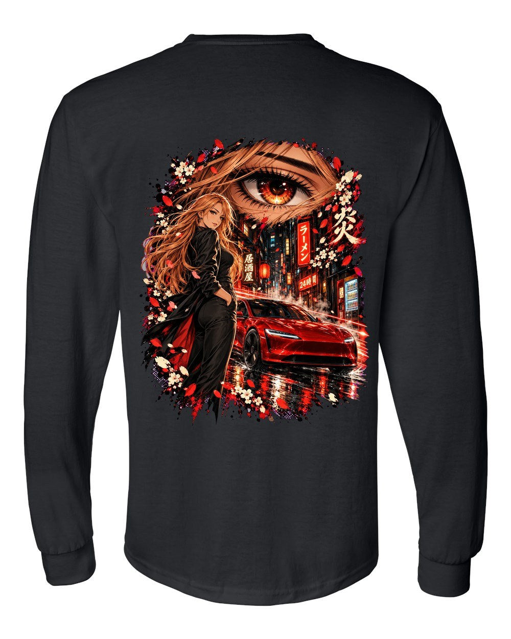 Tesla Model 3 Highland Anime Girl Long Sleeve Black back