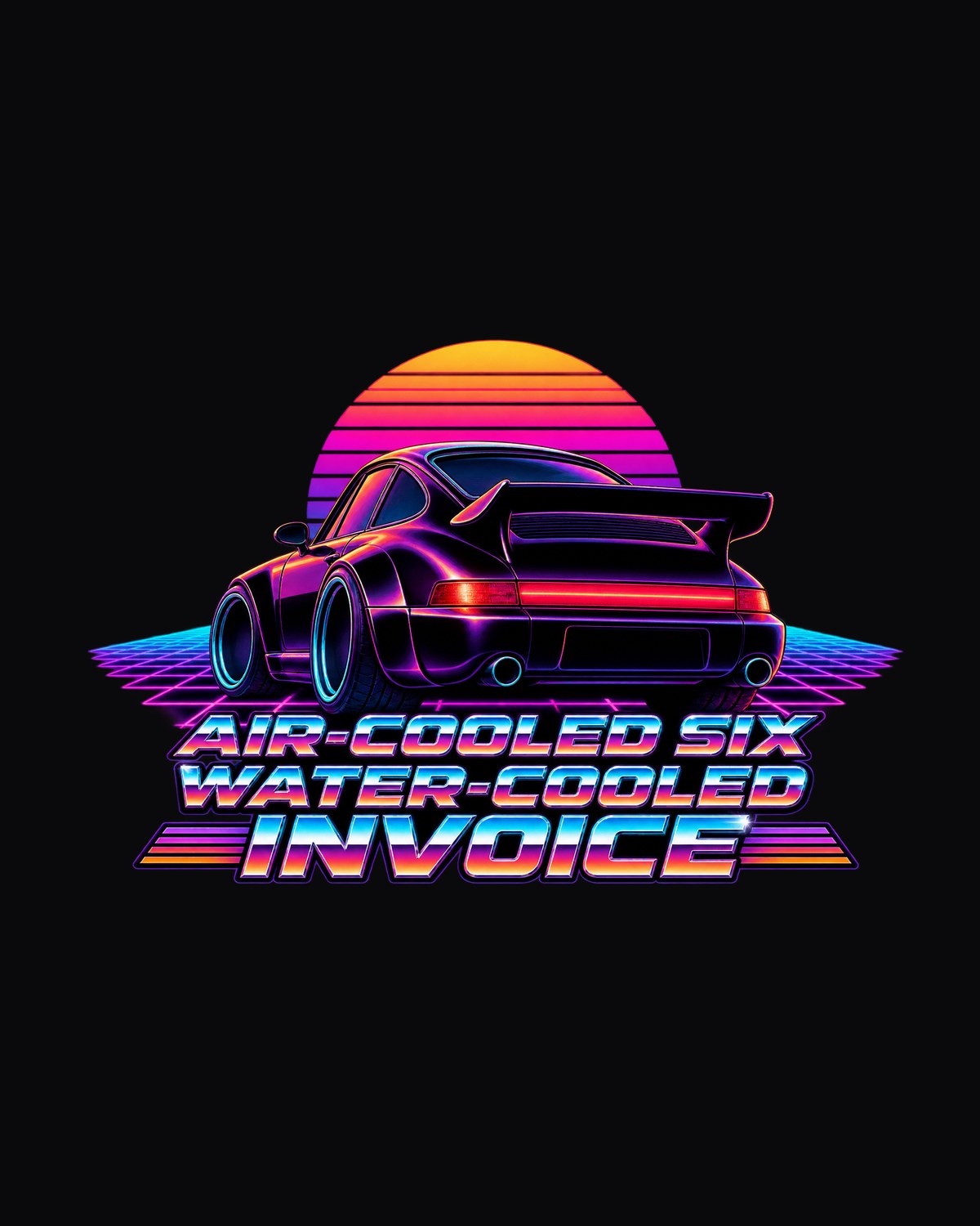 Porsche 911 Turbo 964 Air-Cooled Six Invoice Synthwave Shirt design only