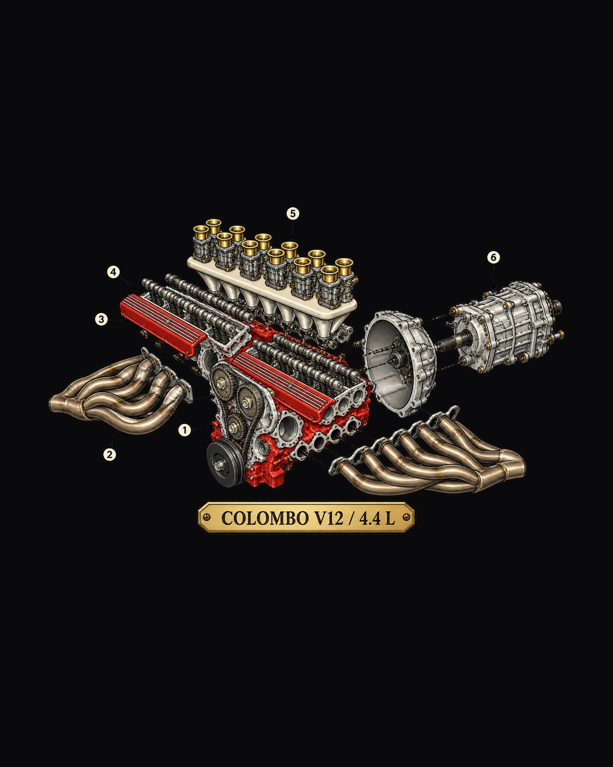 Twelve Under Glass Colombo V12 Shirt, Ferrari Daytona design only