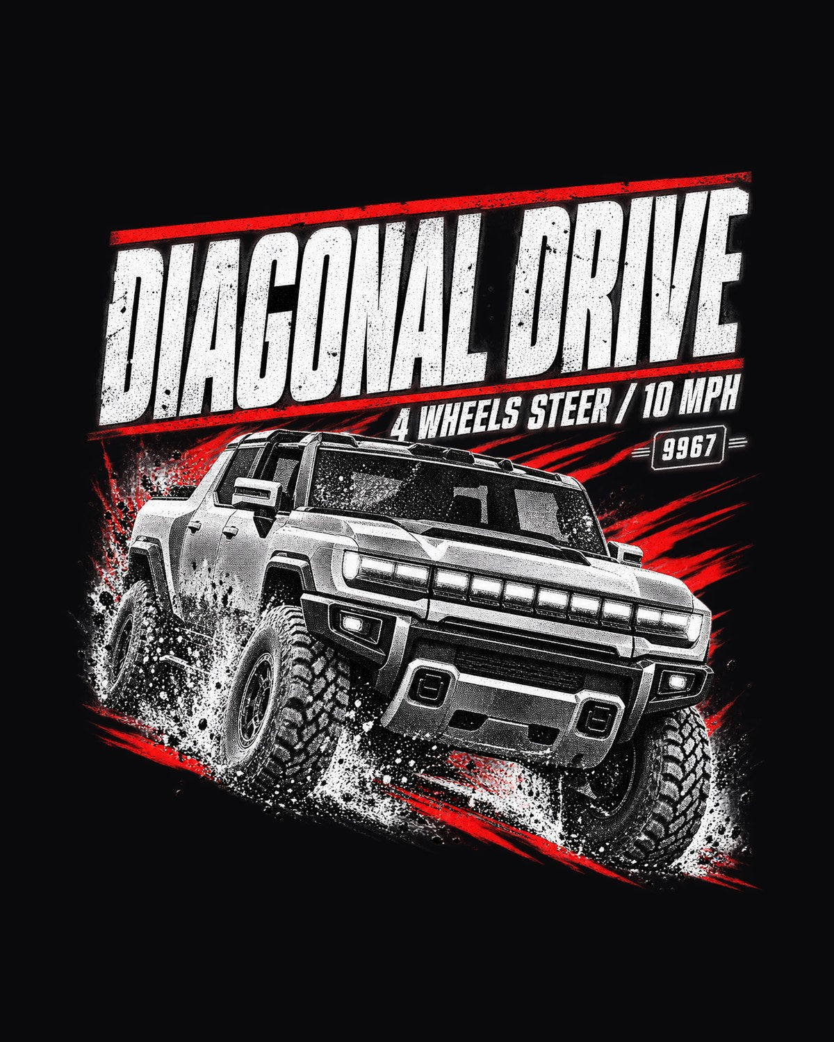 GMC Hummer EV Diagonal Drive Race Poster Shirt, Crab Walk design only