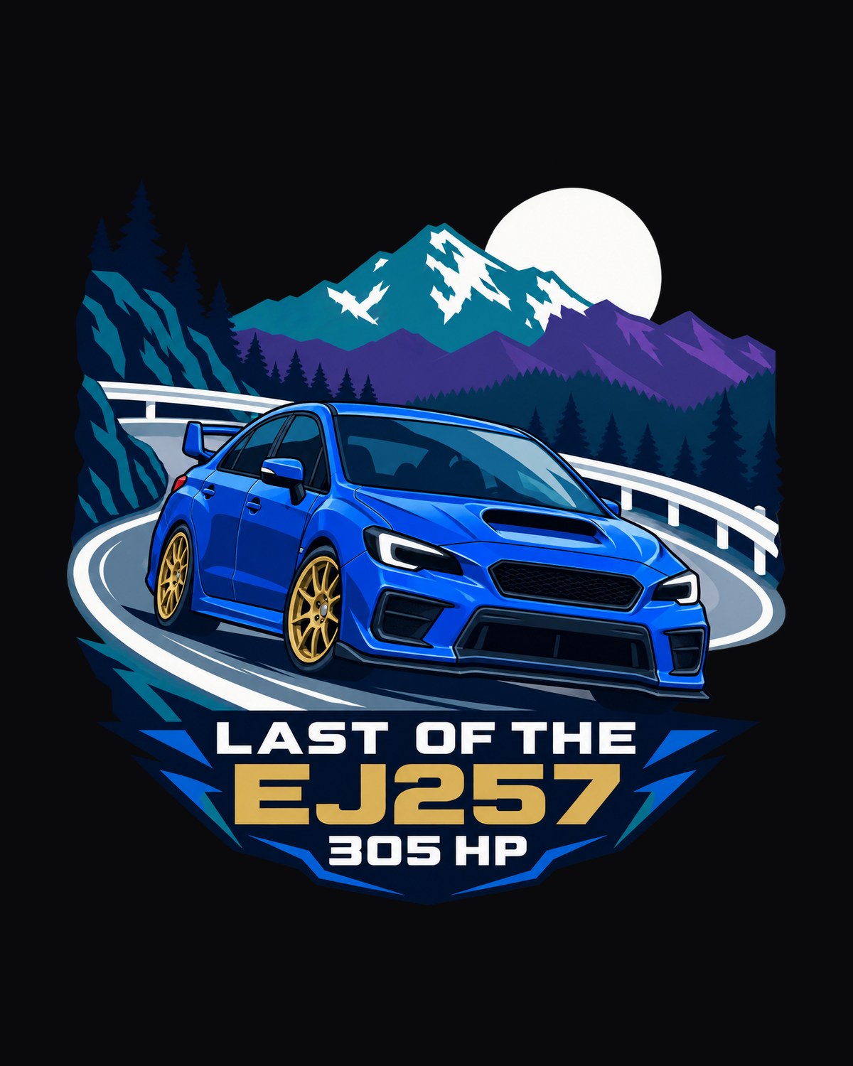 Subaru WRX STI VAB Minimal Vector Shirt, Last of the EJ257 design only