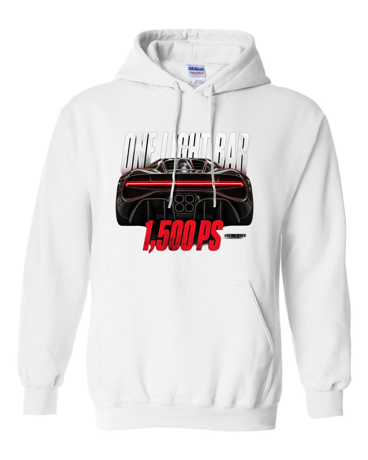 Bugatti Chiron 2016 light bar taillight macro white pull over hoodie front view with the design