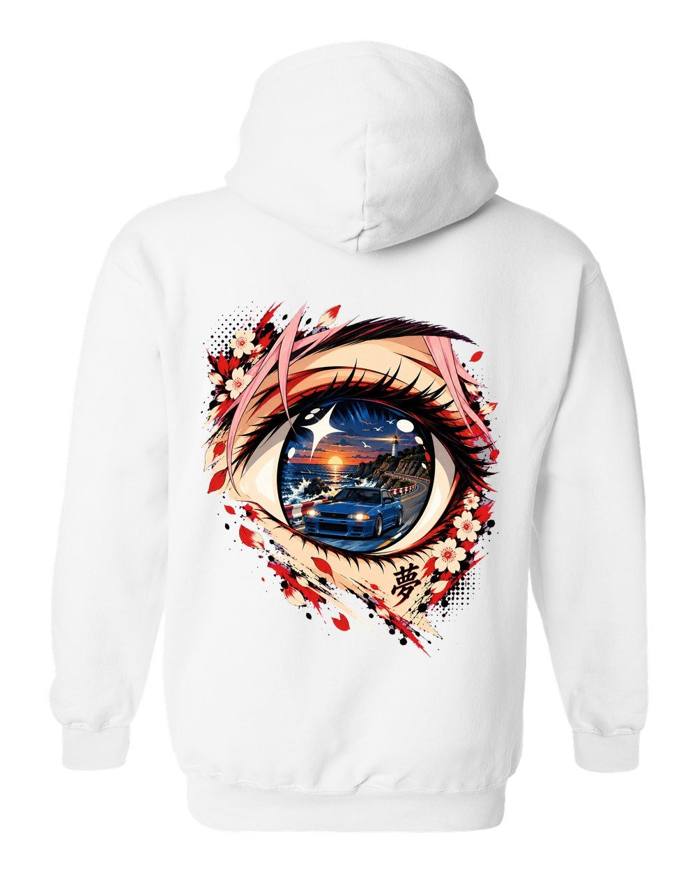 Subaru BRZ Anime Girl Pull Over Hoodie White back