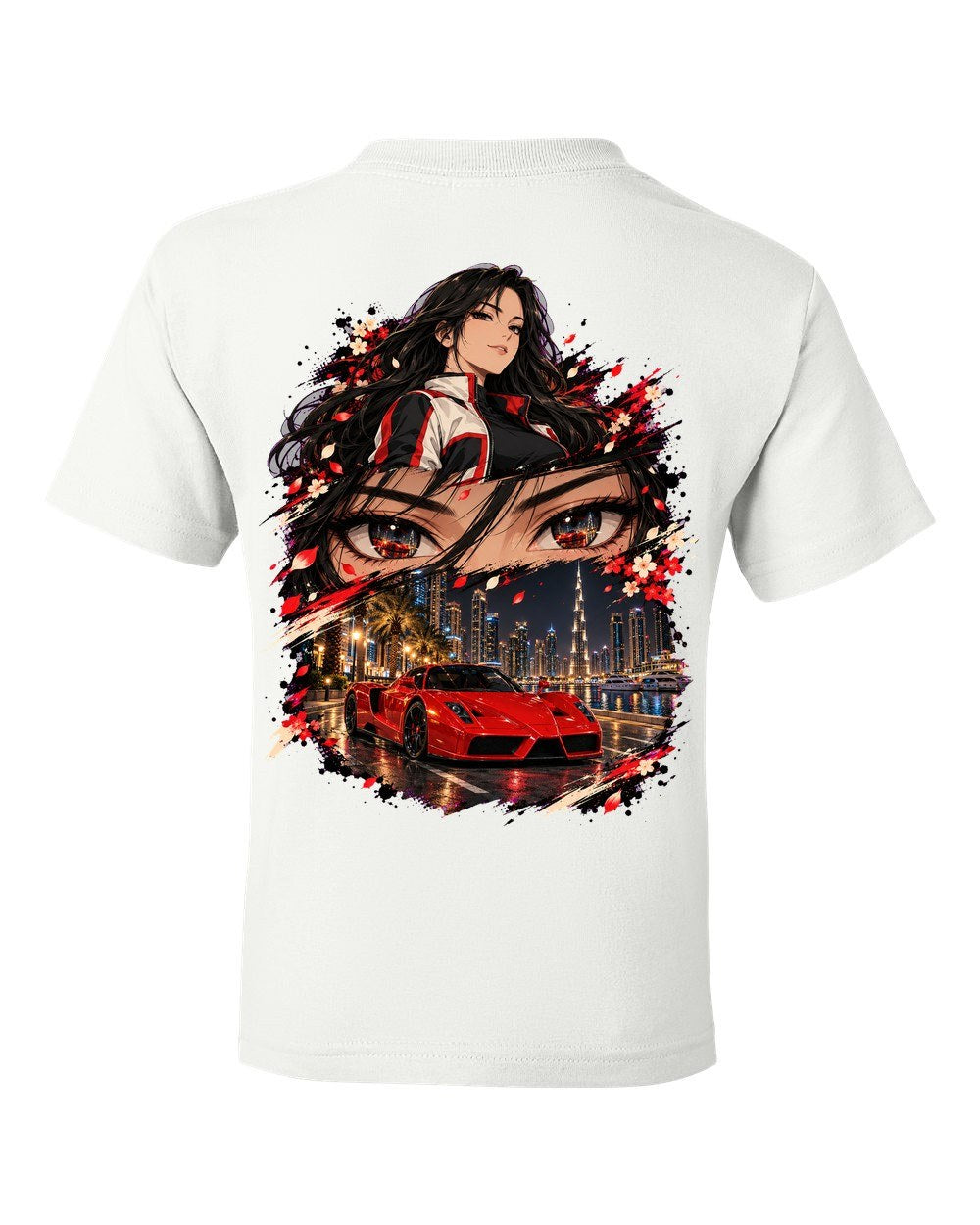 Ferrari Enzo Anime Girl Kids Tee White back