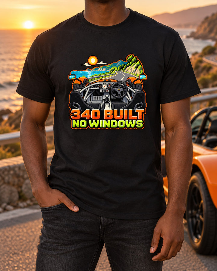 Lotus Elise 340R 2000 Pixel Art Shirt, 340 Built Car Tee T-Shirt Black worn hero
