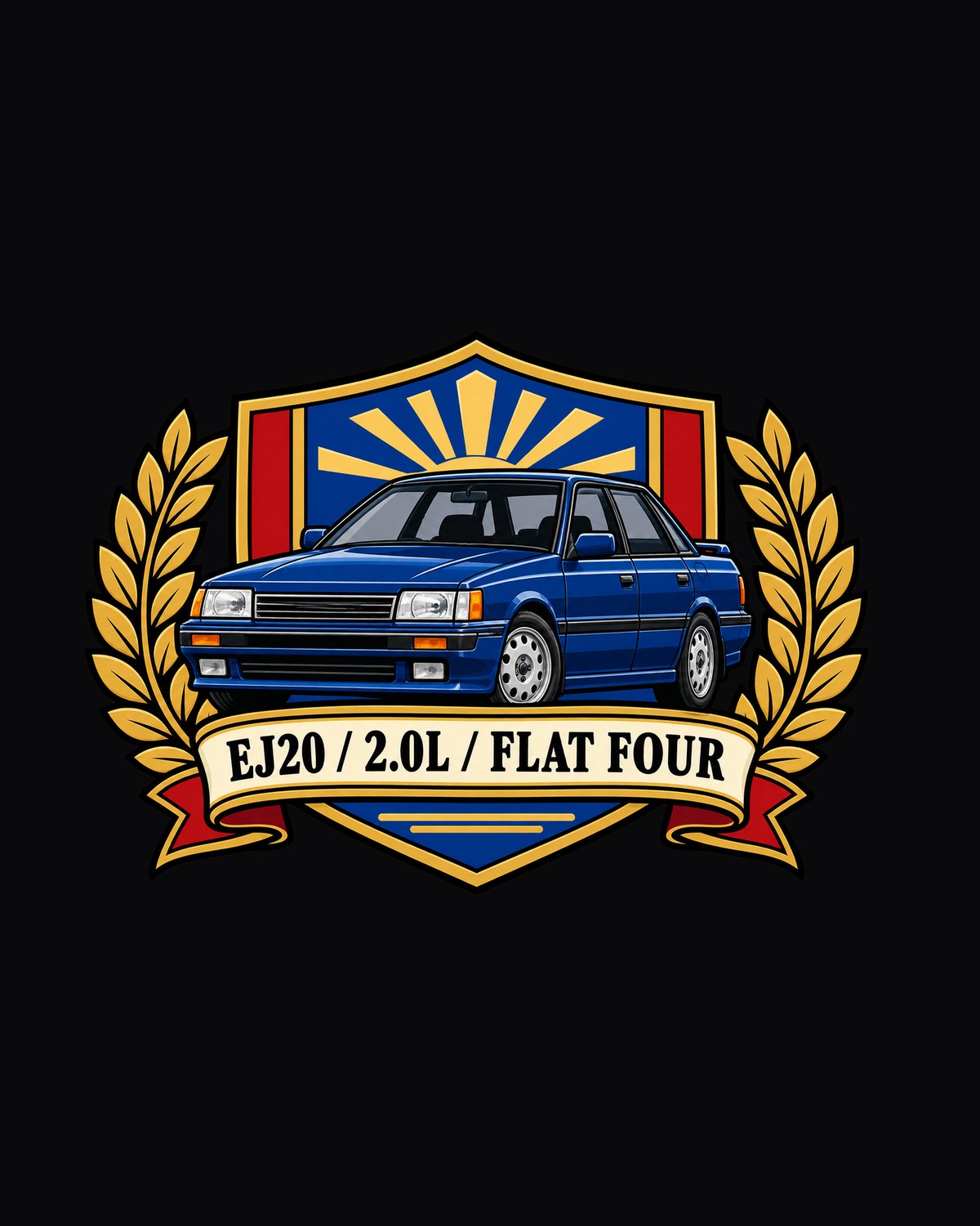 Subaru Legacy BC5 RS EJ20 Flat Four Shield Crest Shirt design only