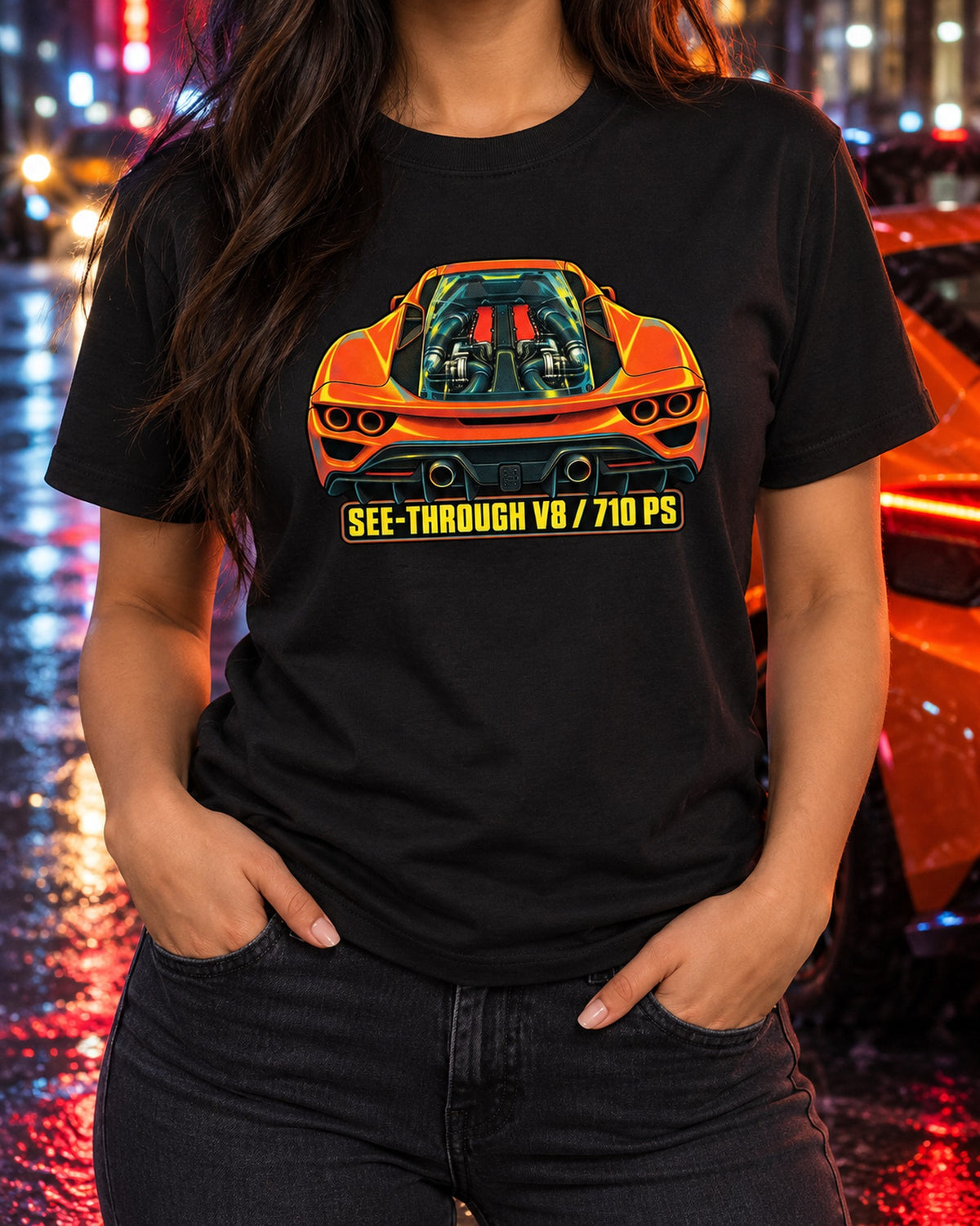 Lexan Bay Risograph Tee, Ferrari F8 Tributo F154 CG T-Shirt Black worn hero