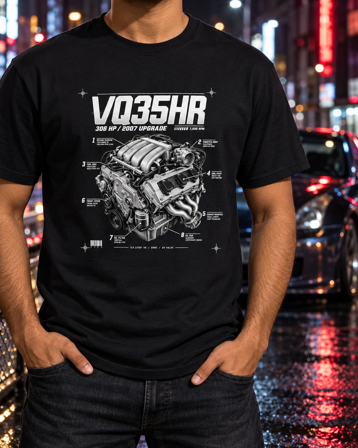 Nissan 350Z Z33 VQ35HR Engine Plate Shirt, Car Guy Gift T-Shirt Black worn hero