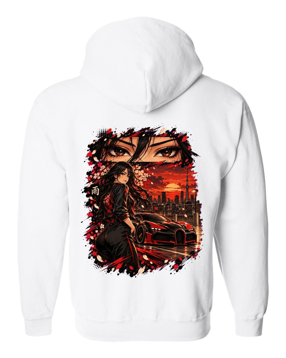 Bugatti Veyron Anime Girl Zip Hoodie White back