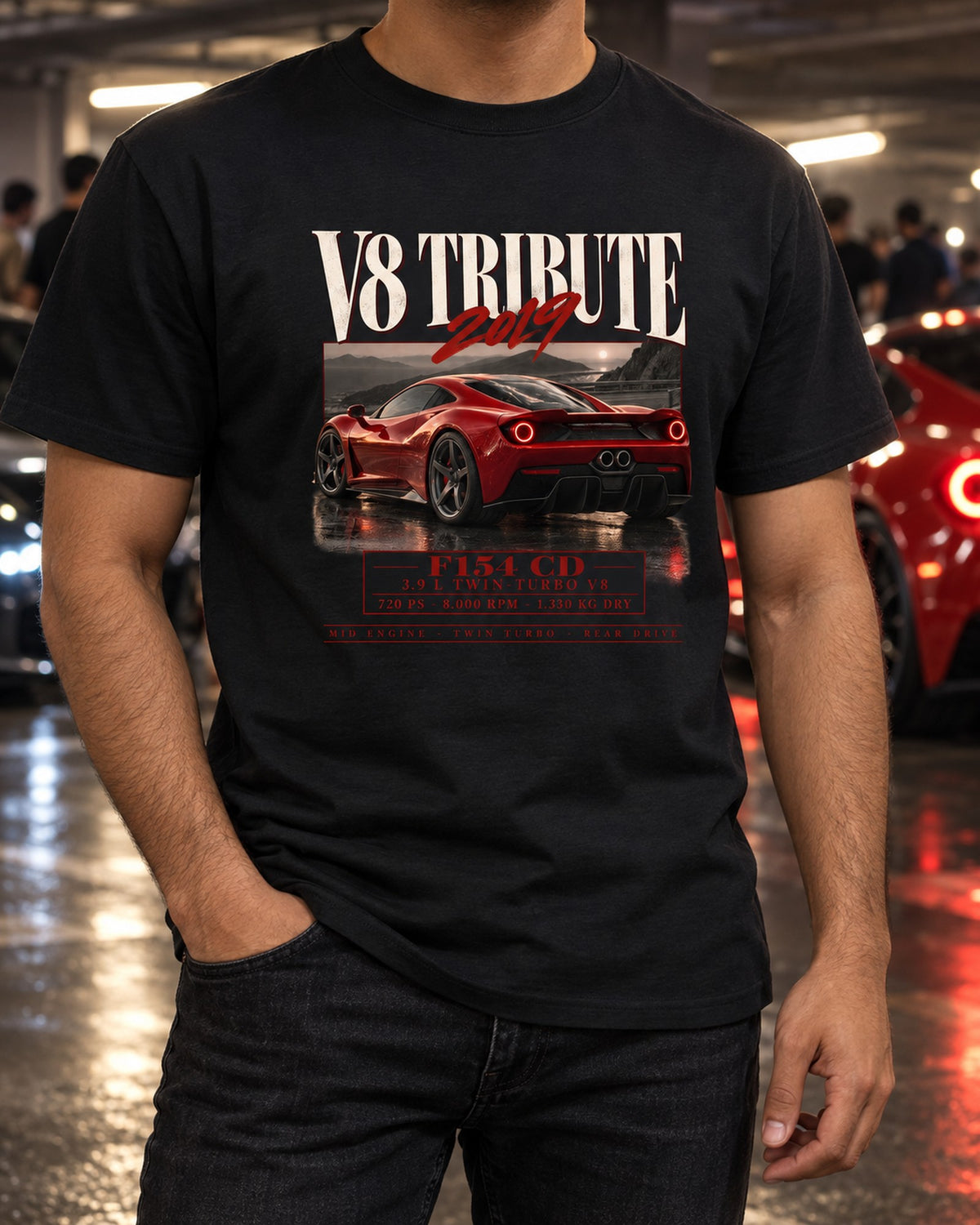 Ferrari F8 Tributo F154 CG Blade Tail Archive Panel Tee T-Shirt Black worn hero