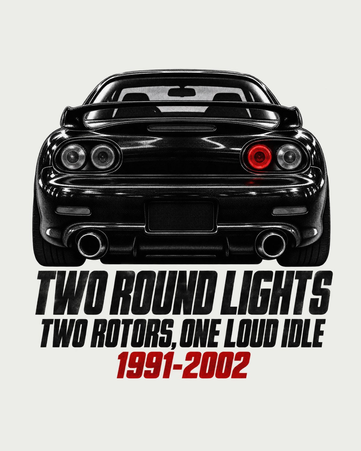 Mazda RX-7 FD3S Two Round Lights Taillight Tee, Rotary Idle design only