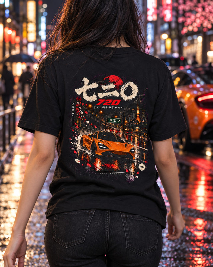 McLaren 720S Japanese Street Shirt, Hoodie & More T-Shirt Black worn hero