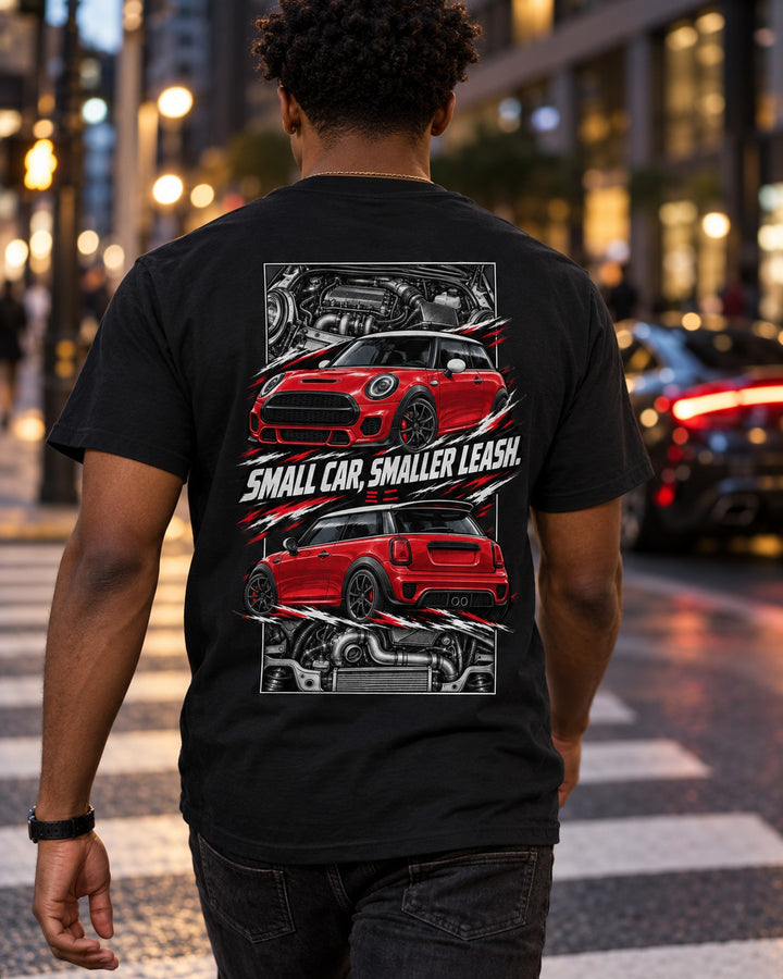 Mini John Cooper Works Torn Poster Full-Back Graphic Tee T-Shirt Black worn hero