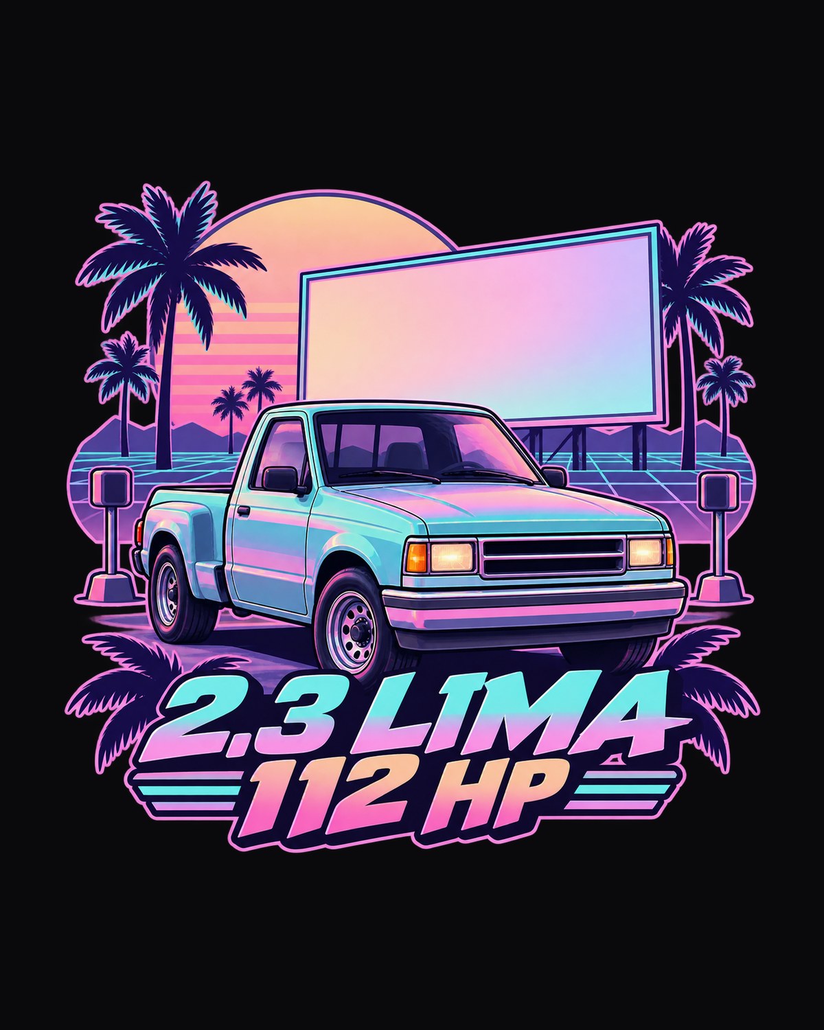 Ford Ranger 1995 Stepside Vaporwave Drive-In print Shirt design only