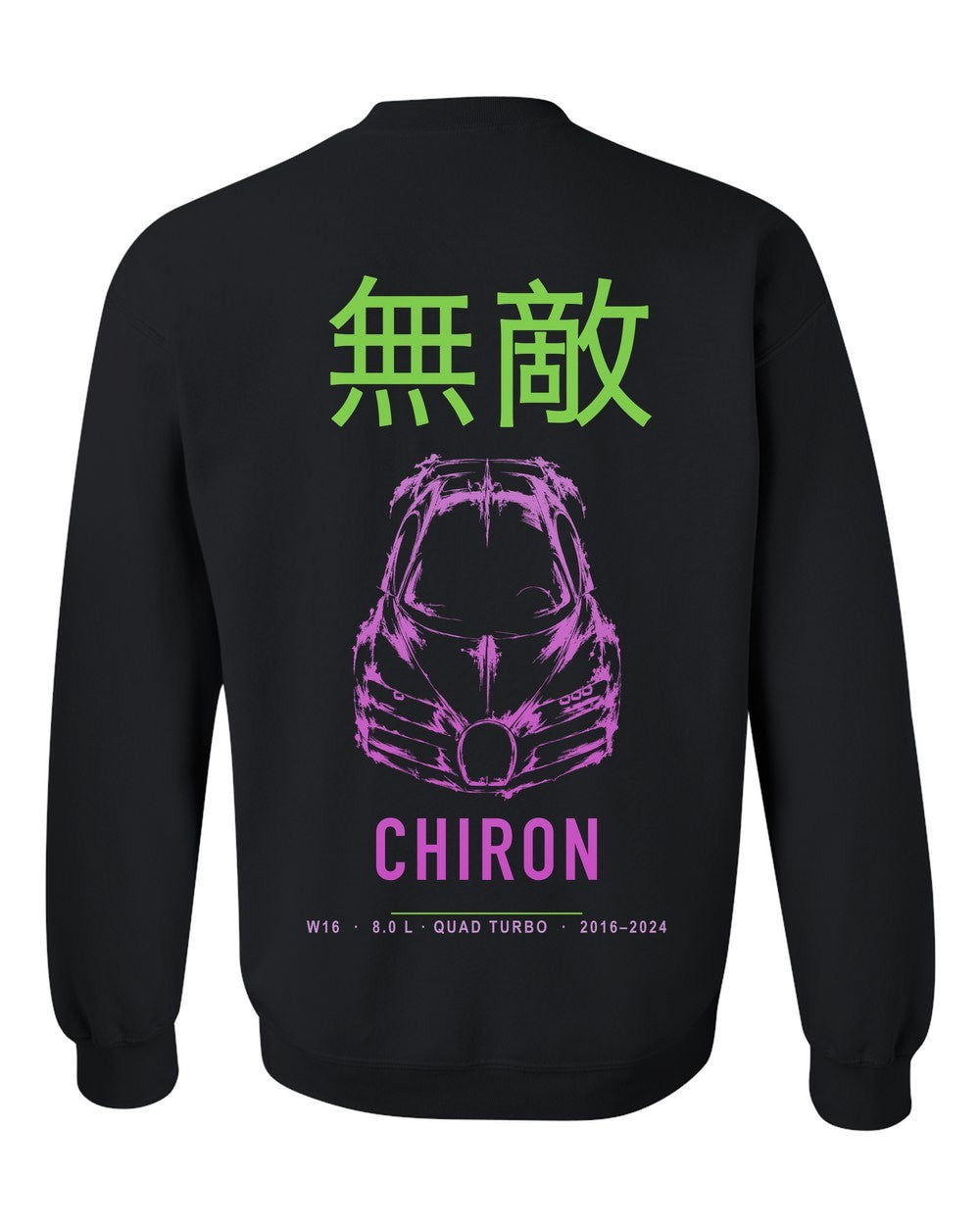 CHIRON full-back artwork black crewneck back view with the design