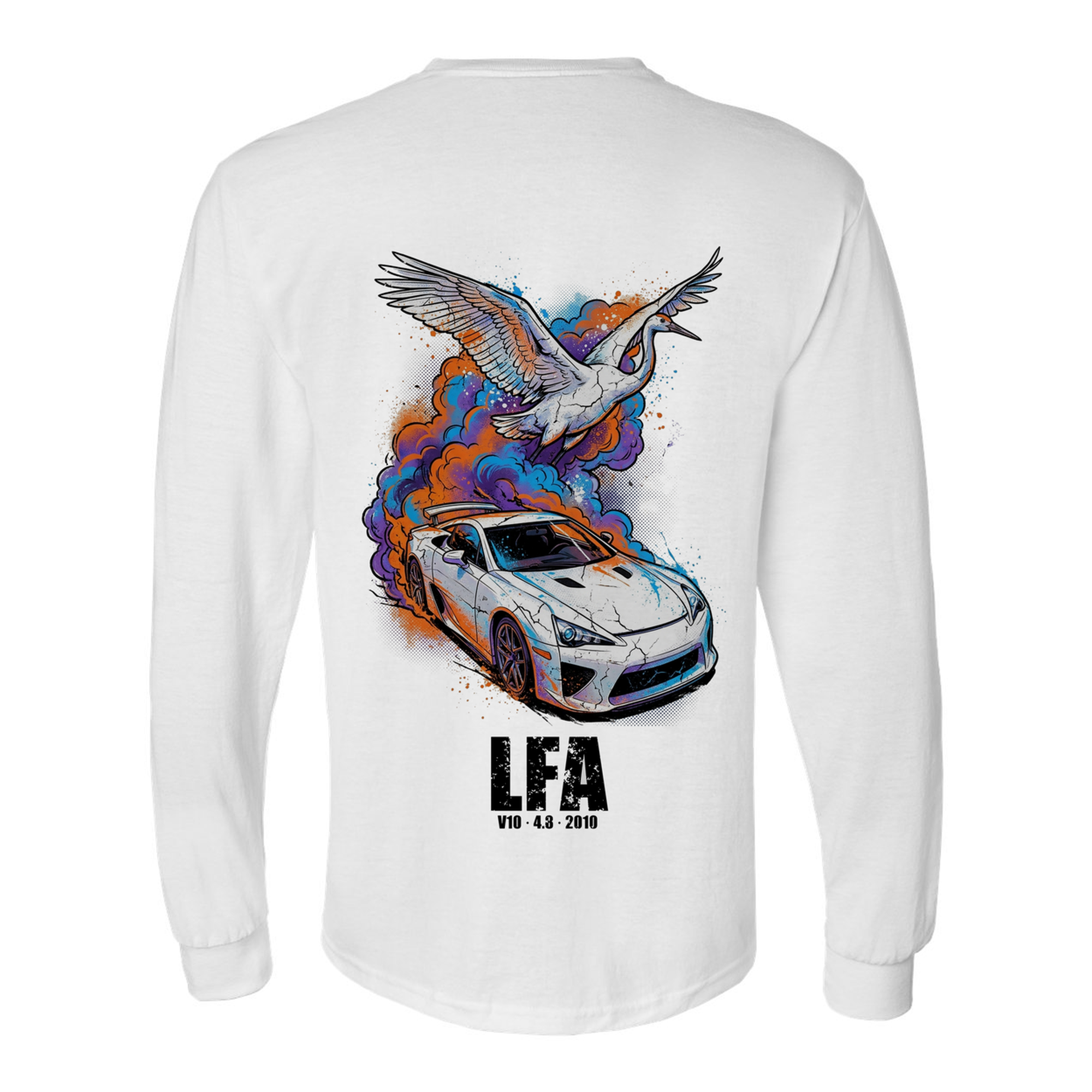 Lexus LFA Crane Long Sleeve T-Shirt — White back