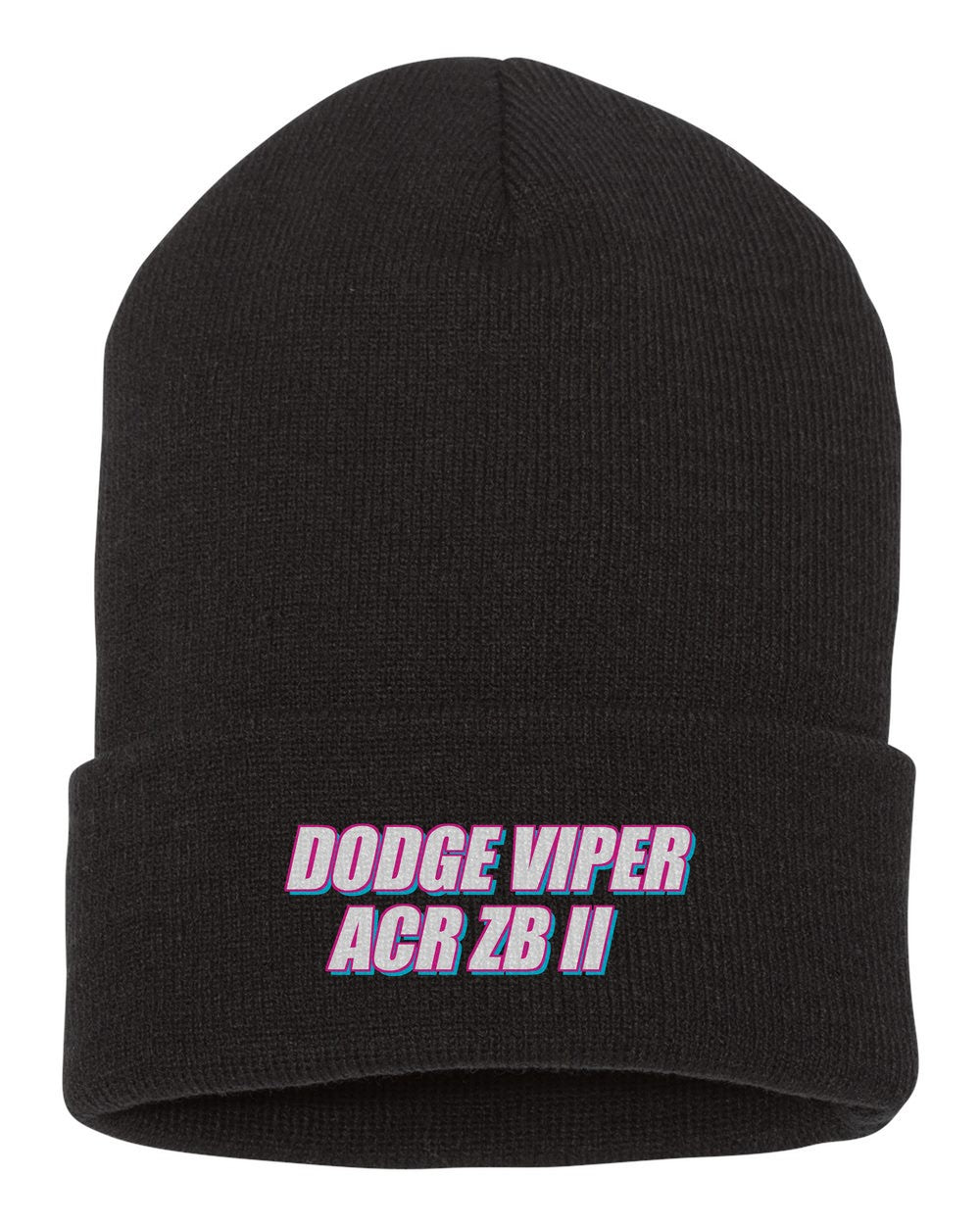 Dodge Viper Acr Zb Ii black beanie front view with car name