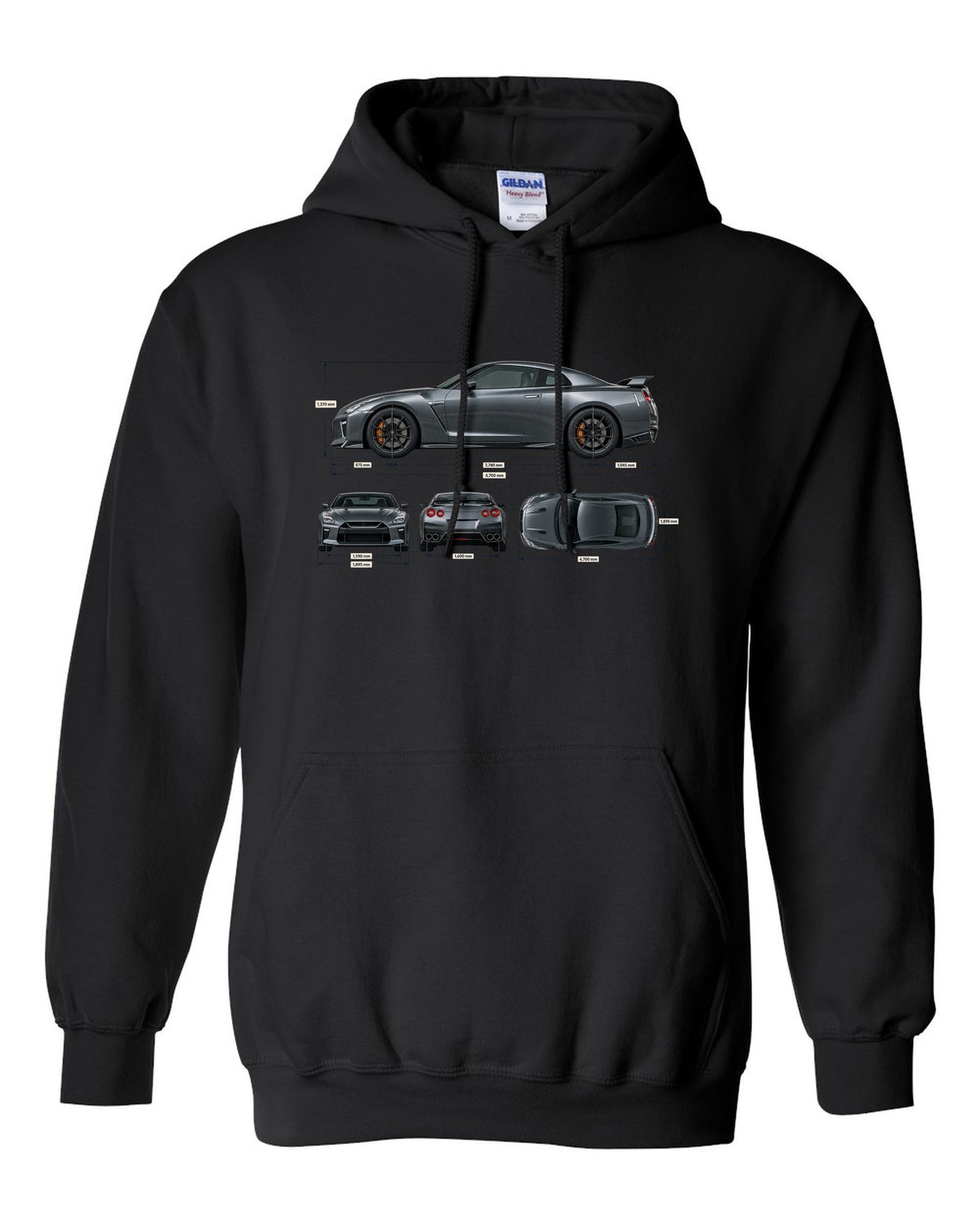Nissan GT-R50 Italdesign Spec Poster black pull over hoodie front view with the design