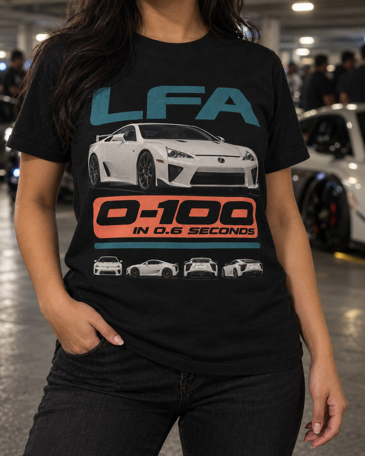 Lexus LFA Halftone Shirt, 0 to 9,000 RPM V10 Car Tee T-Shirt Black worn hero