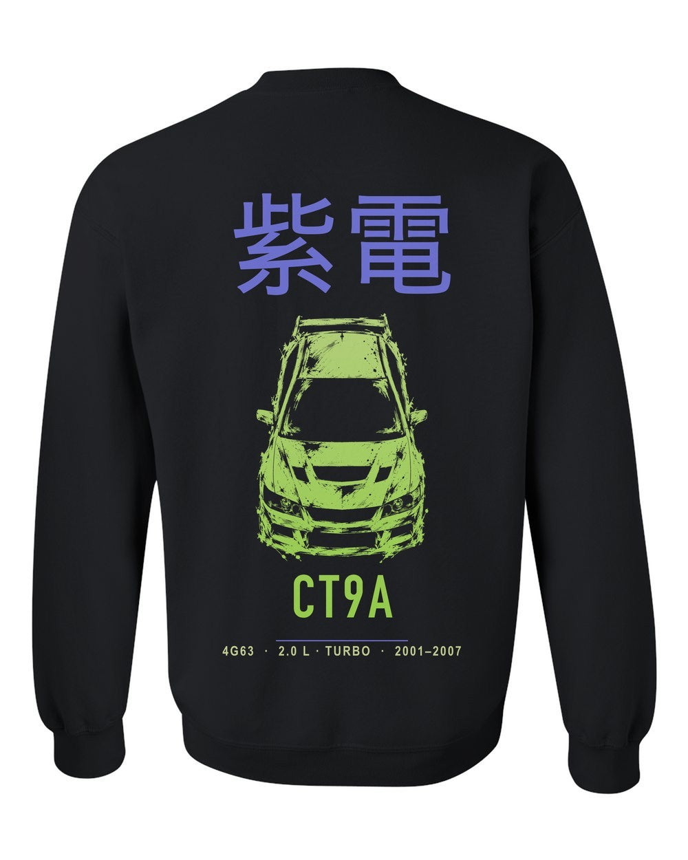 CT9A full-back artwork black crewneck back view with the design