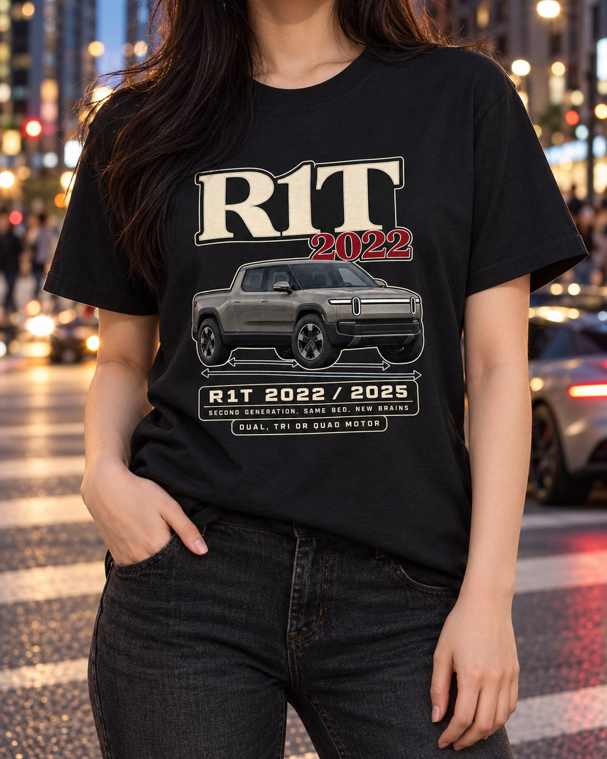 Rivian R1T Gen 2 Archive Panel Shirt, 2022 and 2025 Trucks T-Shirt Black worn hero