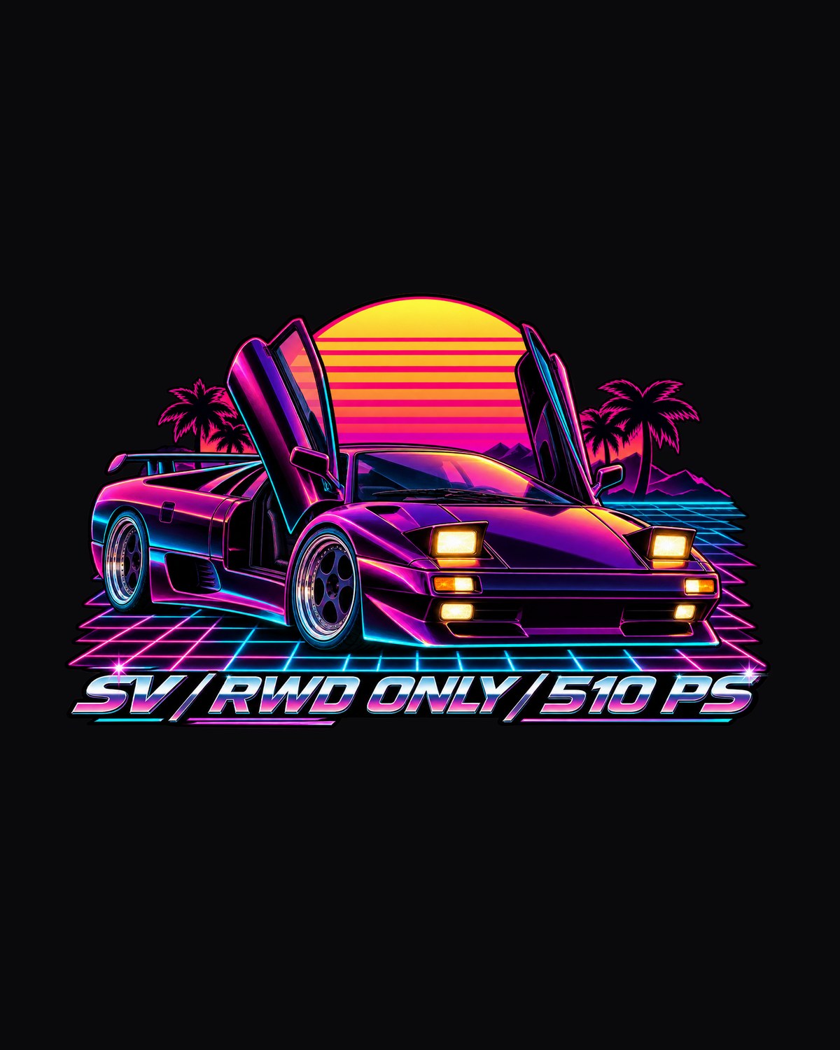 Diablo SV Synthwave Shirt, Lamborghini RWD Only Car Tee design only