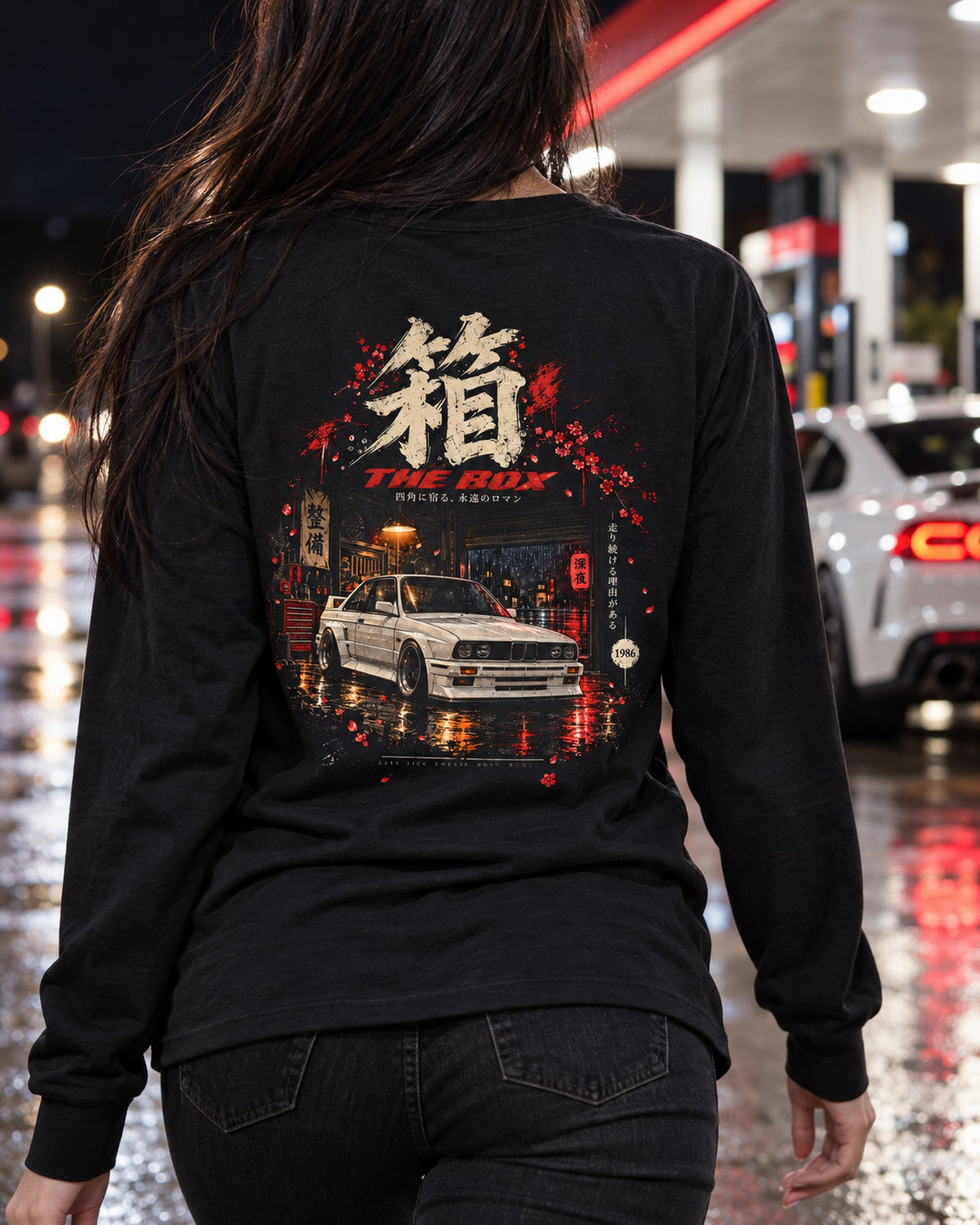 BMW M3 E30 The Box Shirt, Hoodie & More Long Sleeve Black worn hero